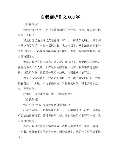 自我剖析作文600字