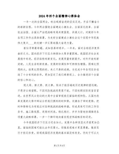 2024年四个全面精神心得体会(2篇)