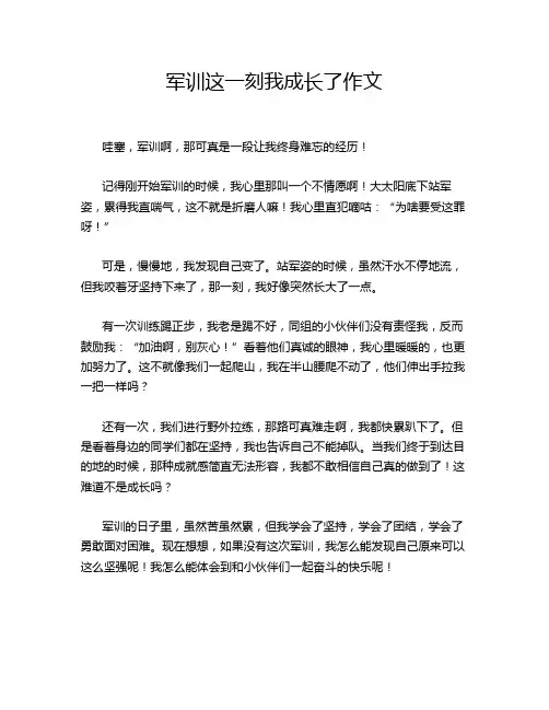 军训这一刻我成长了作文