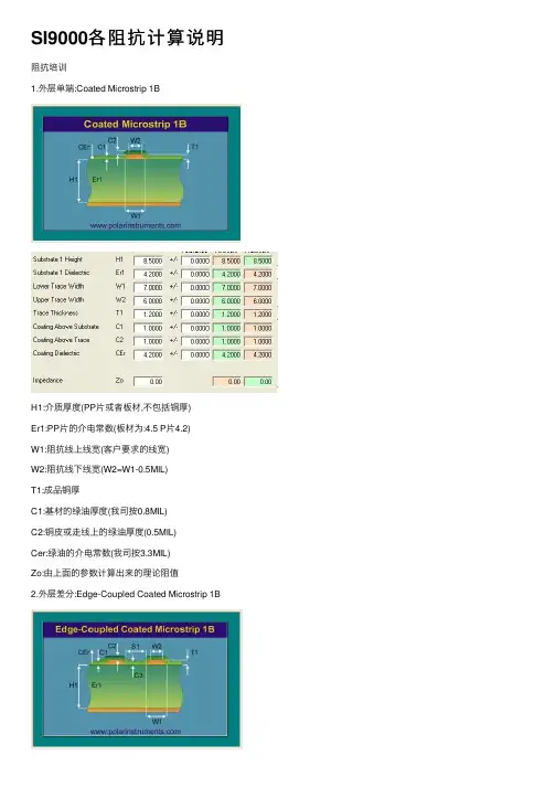 SI9000各阻抗计算说明