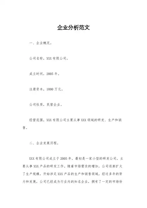企业分析范文
