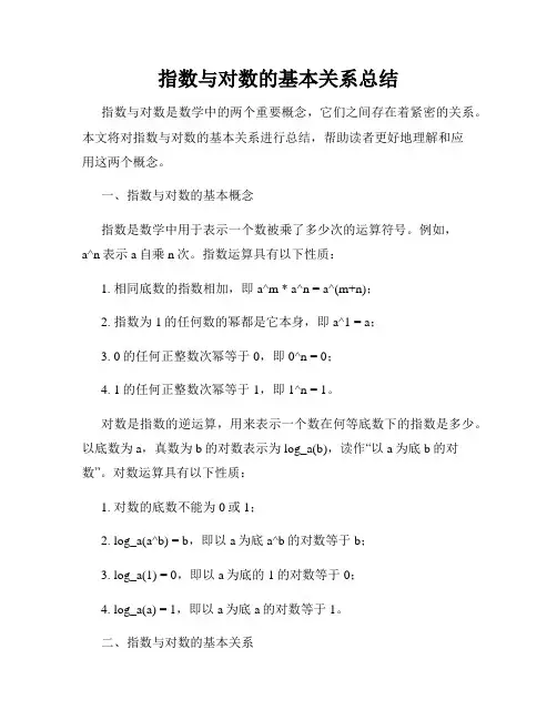 指数与对数的基本关系总结