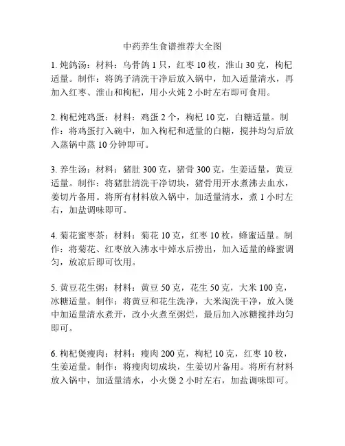 中药养生食谱推荐大全图