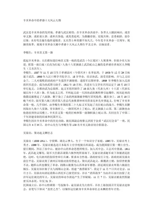 11 辛亥革命中的孝感十大风云人物