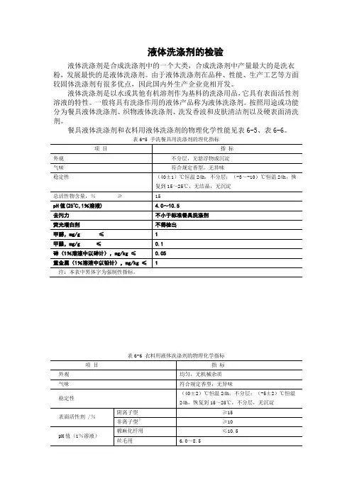 液体洗涤剂的检验