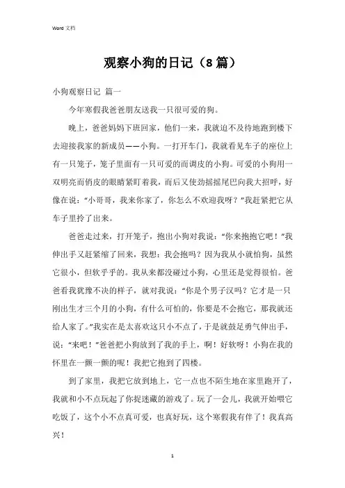 观察小狗的日记(8篇)