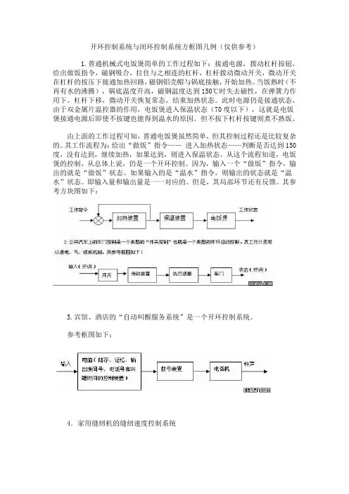 开环控制系统与闭环控制系统方框图几例