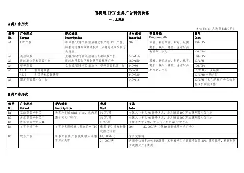 百视通IPTV业务广告刊例价格-BESTV百视通