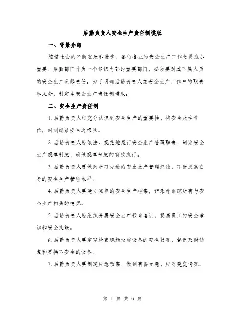 后勤负责人安全生产责任制模版（2篇）