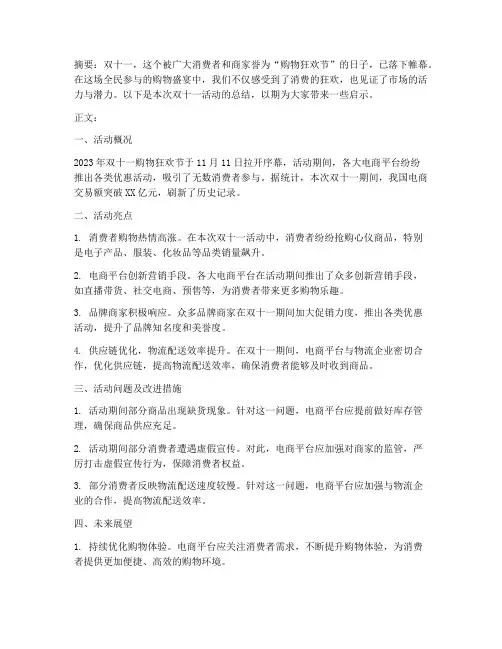 双十一的总结范文