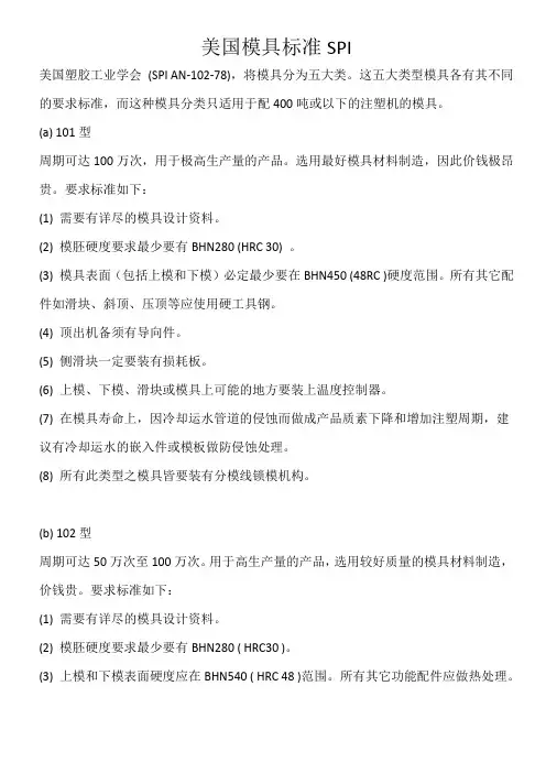 美国模具标准SPI