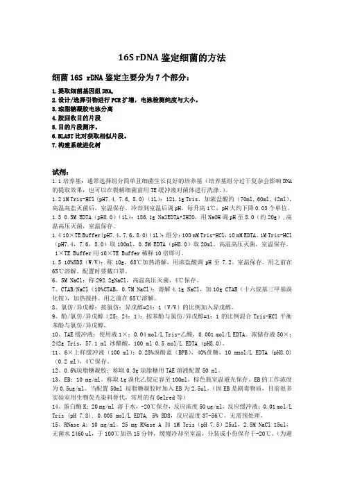 16S rDNA鉴定细菌的方法