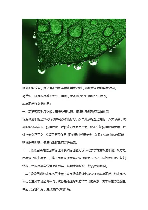 政府职能转变 名词解释