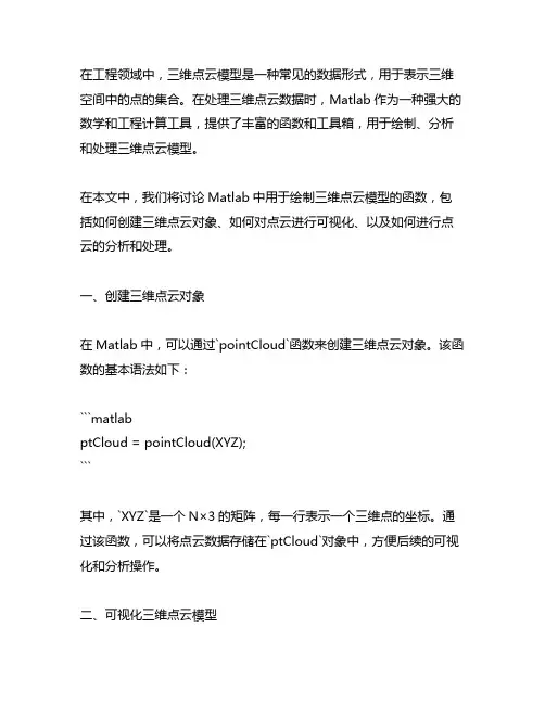 matlab绘制三维点云模型的函数