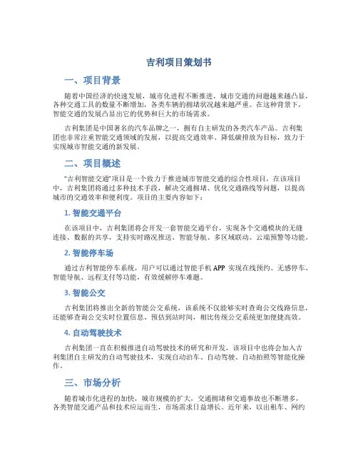 吉利项目策划书