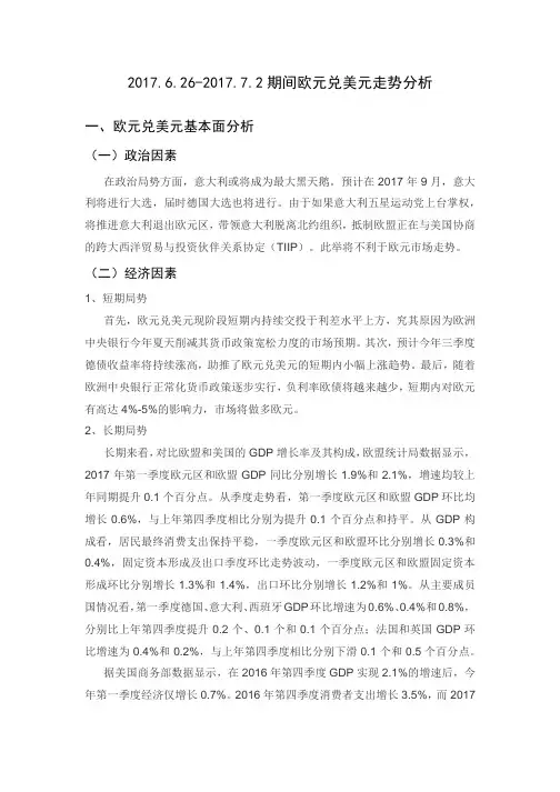 欧元兑美元走势分析