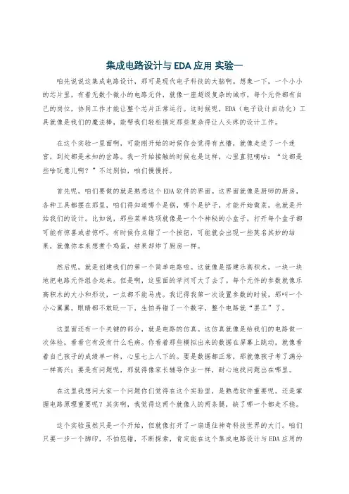 集成电路设计与EDA应用 实验一