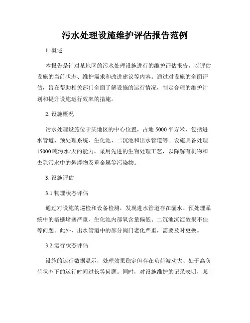 污水处理设施维护评估报告范例