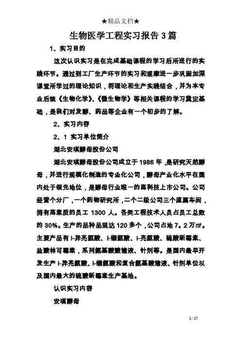 生物医学工程实习报告3篇