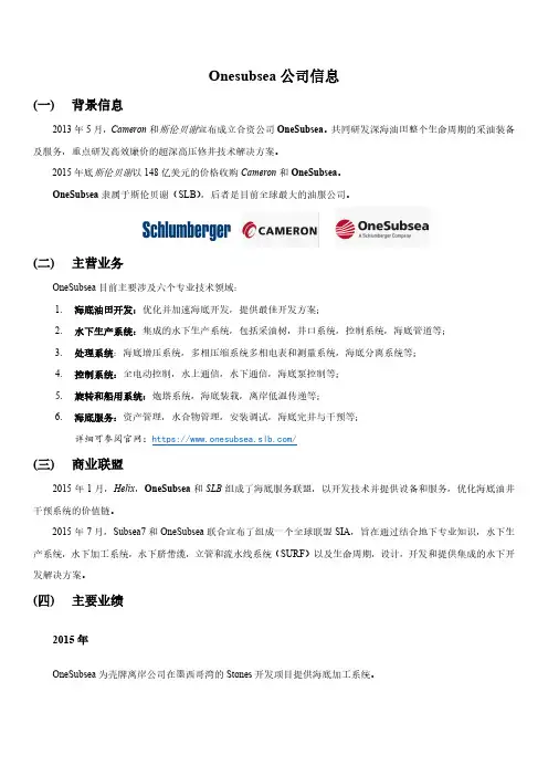 Onesubsea公司信息