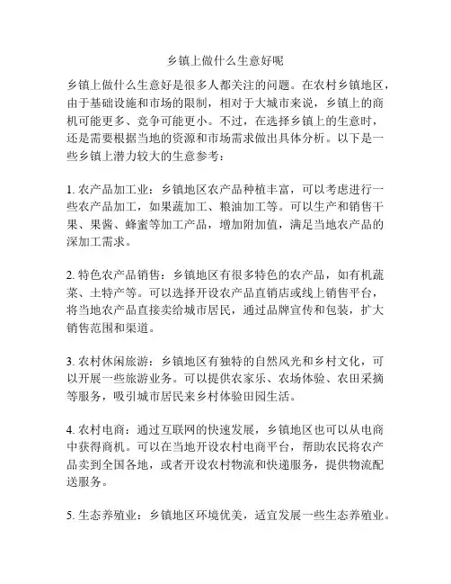 乡镇上做什么生意好呢