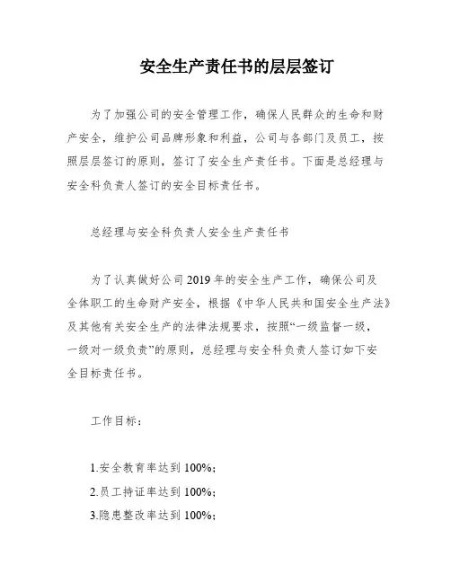 安全生产责任书的层层签订