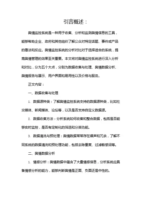 舆情监控系统分析对比