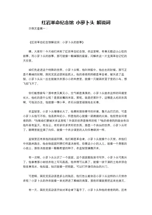 红岩革命纪念馆 小萝卜头 解说词