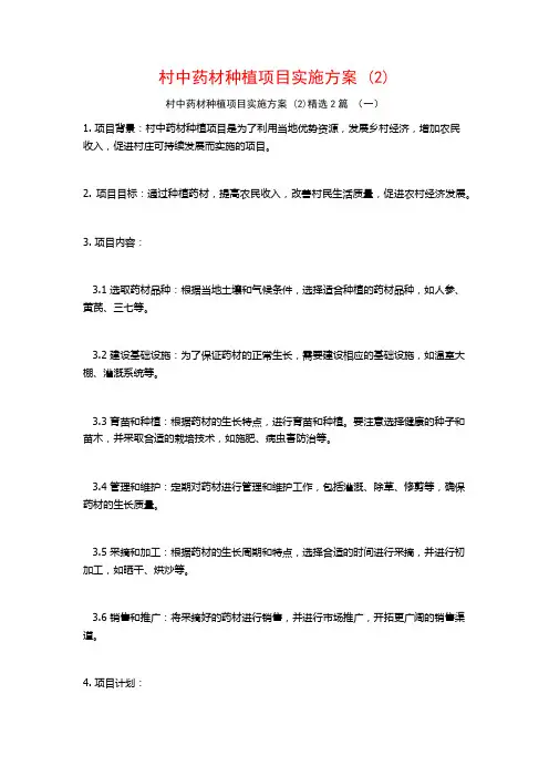 村中药材种植项目实施方案2篇