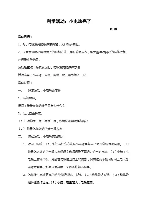 小电珠亮了教案