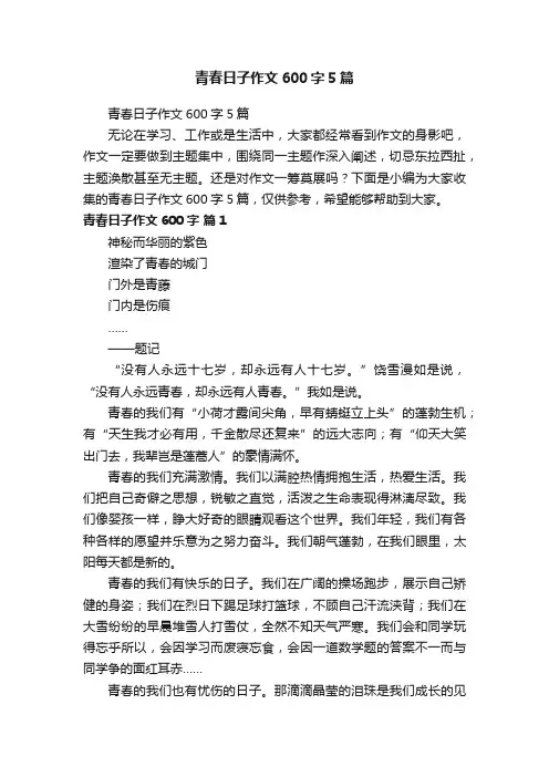 青春日子作文600字5篇