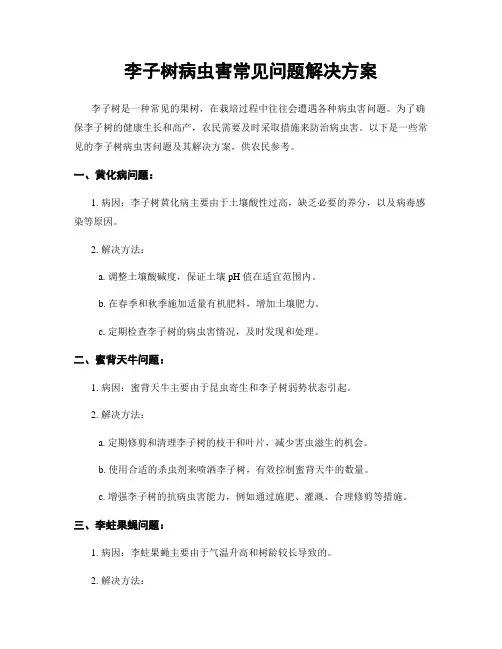 李子树病虫害常见问题解决方案