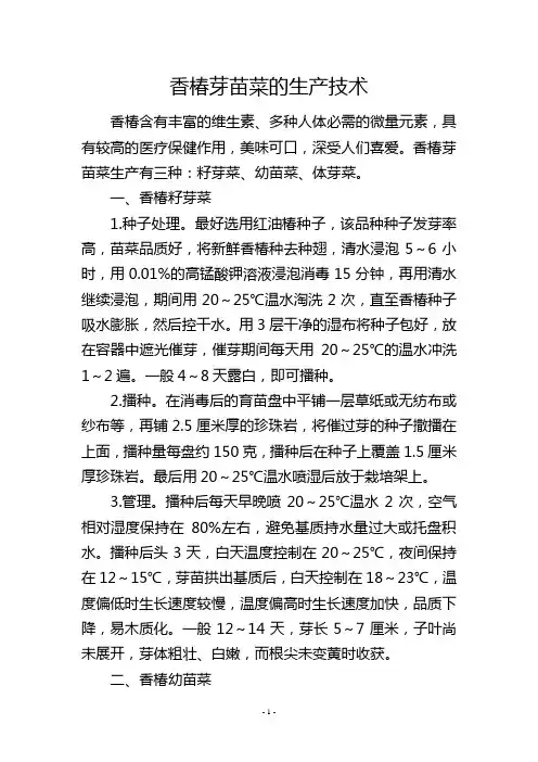 香椿芽苗菜的生产技术