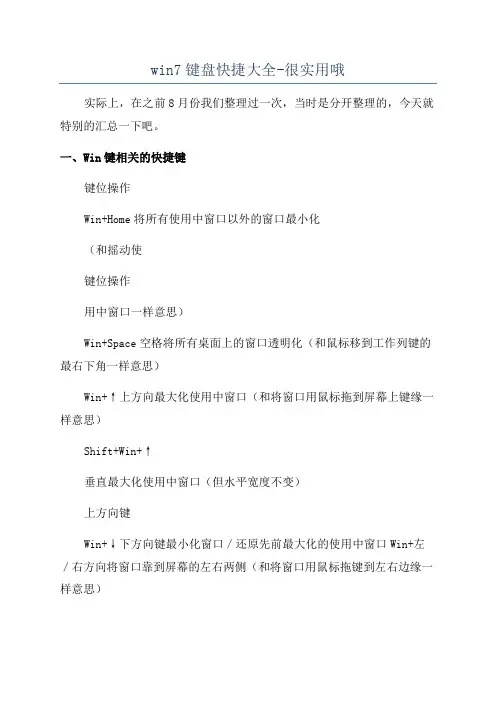 win7键盘快捷大全-很实用哦