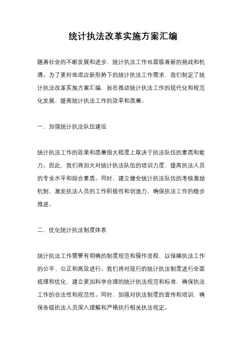 统计执法改革实施方案汇编