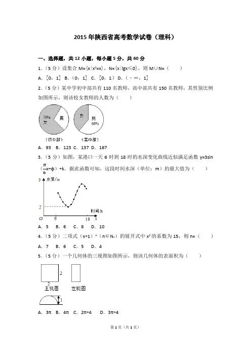 2015年陕西省高考数学试卷(理科)