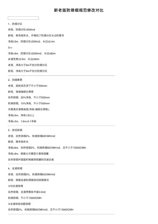 新老版防排烟规范修改对比