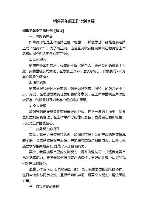 销售员年度工作计划9篇