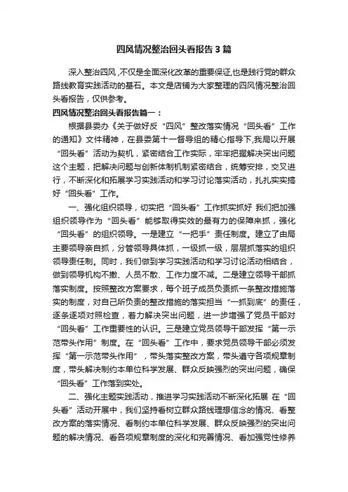 四风情况整治回头看报告3篇