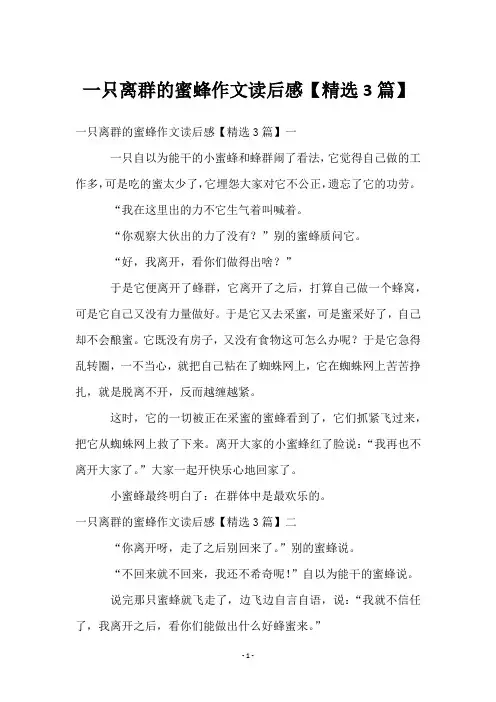 一只离群的蜜蜂作文读后感【精选3篇】