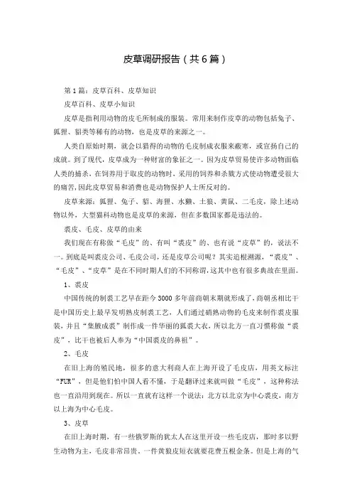 皮草调研报告(共6篇)