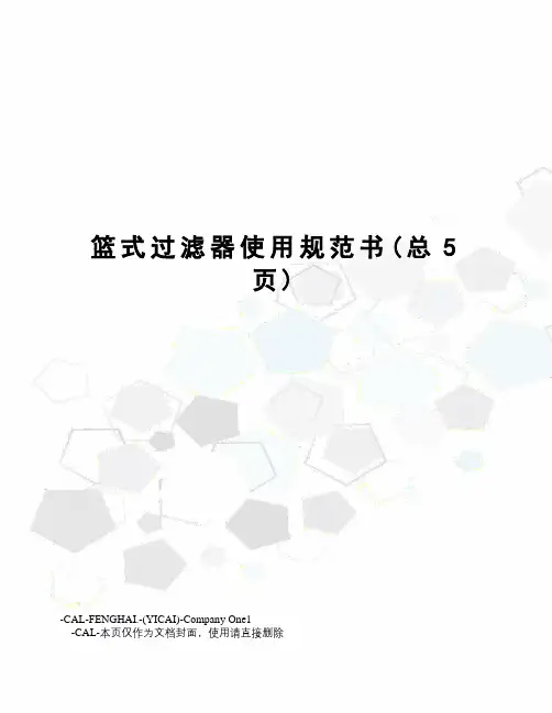 篮式过滤器使用规范书