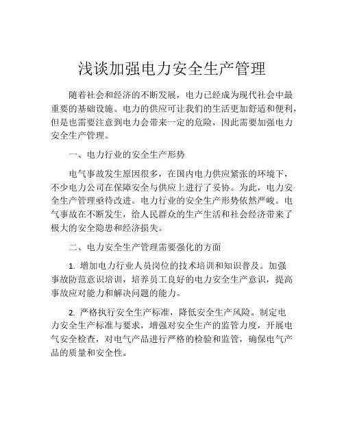 浅谈加强电力安全生产管理