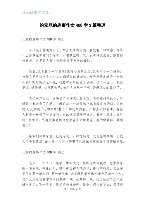 的元旦的趣事作文400字3篇整理