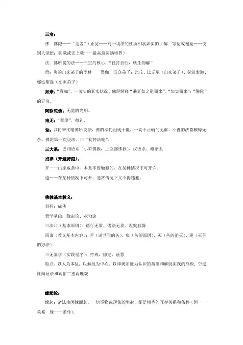 佛教哲学复习整理