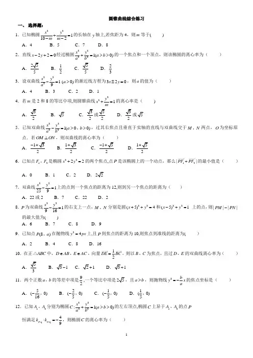 圆锥曲线综合练习题(有答案)