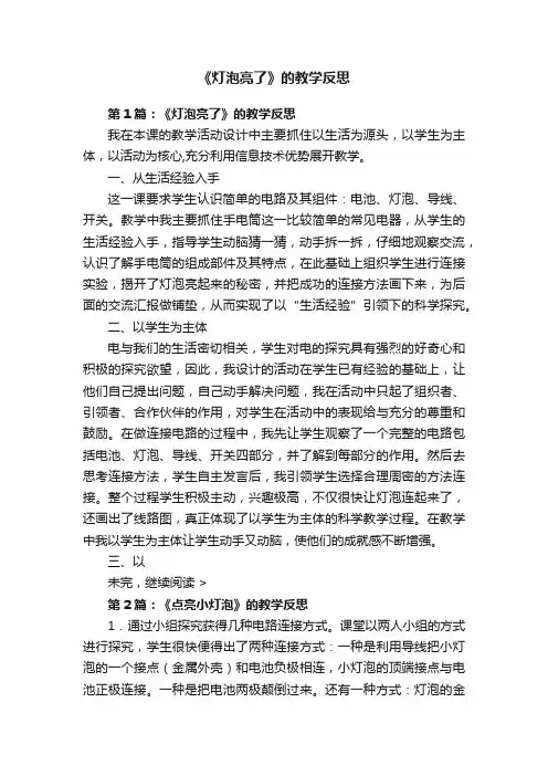 《灯泡亮了》的教学反思
