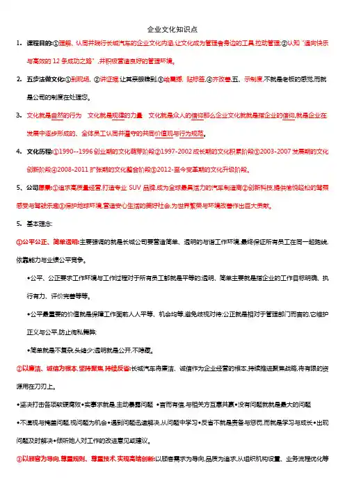 企业文化知识点