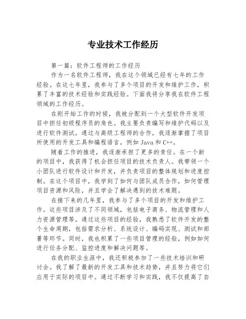 专业技术工作经历2篇