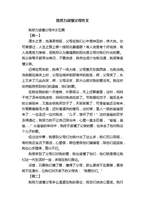 我努力读懂父母作文五篇